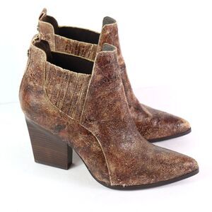 EC Donald J. Pliner Factory Distressed Cowboy CowGirl  Leather Booties size 10